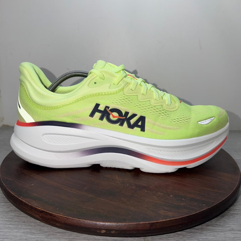 Hoka One One Bondi 9 Shoes Mens Size 11.5 Neon Yuzu Sunlight Running Sneakers